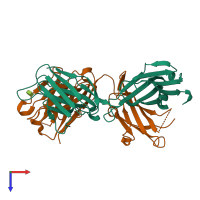 PDB entry 3phq coloured by chain, top view.
