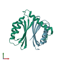PDB entry 3pht coloured by chain, front view.