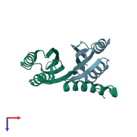 PDB entry 3pht coloured by chain, top view.