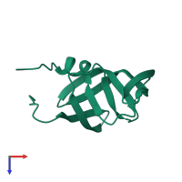 PDB entry 3phv coloured by chain, top view.