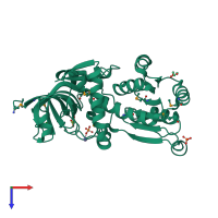 PDB entry 3pi7 coloured by chain, top view.