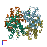 PDB entry 3pi9 coloured by chain, top view.
