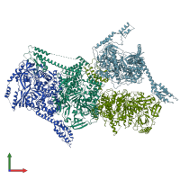 PDB entry 3pie coloured by chain, front view.