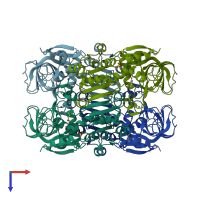 PDB entry 3pii coloured by chain, top view.