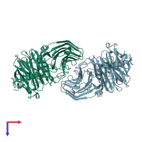 PDB entry 3pij coloured by chain, top view.