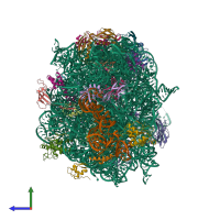 PDB entry 3pio coloured by chain, side view.