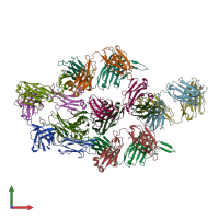 PDB entry 3piq coloured by chain, front view.