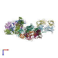 PDB entry 3piq coloured by chain, top view.