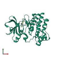 Monomeric assembly 1 of PDB entry 3pix coloured by chemically distinct molecules, front view.