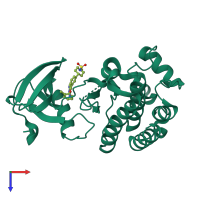 PDB entry 3piz coloured by chain, top view.