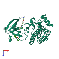 PDB entry 3pj1 coloured by chain, top view.