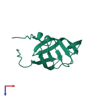 PDB entry 3pj6 coloured by chain, top view.