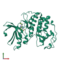 PDB entry 3pj8 coloured by chain, front view.