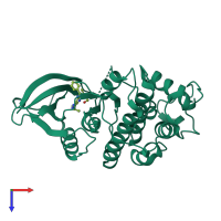 PDB entry 3pj8 coloured by chain, top view.