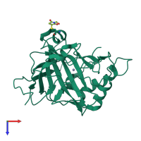 PDB entry 3pjj coloured by chain, top view.