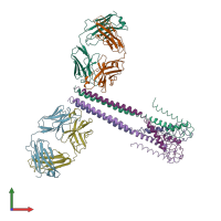 PDB entry 3pjs coloured by chain, front view.