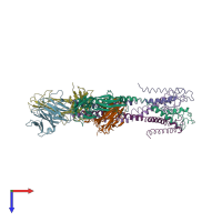 PDB entry 3pjs coloured by chain, top view.