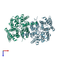 PDB entry 3pjz coloured by chain, top view.