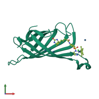 PDB entry 3pk2 coloured by chain, front view.