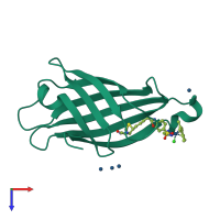 PDB entry 3pk2 coloured by chain, top view.
