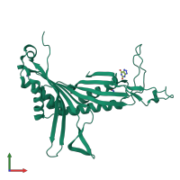 PDB entry 3pks coloured by chain, front view.