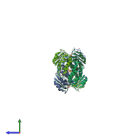 PDB entry 3pkz coloured by chain, side view.