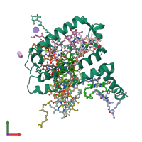 PDB entry 3pl9 coloured by chain, front view.