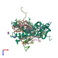 PDB entry 3pl9 coloured by chain, top view.