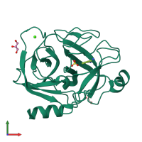 PDB entry 3plb coloured by chain, front view.