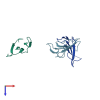 PDB entry 3plc coloured by chain, top view.