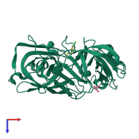 PDB entry 3pld coloured by chain, top view.