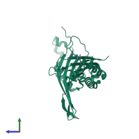 PDB entry 3plj coloured by chain, side view.