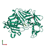 PDB entry 3pll coloured by chain, front view.