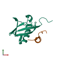 PDB entry 3plv coloured by chain, front view.