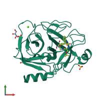PDB entry 3pm3 coloured by chain, front view.