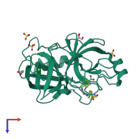 PDB entry 3pm3 coloured by chain, top view.