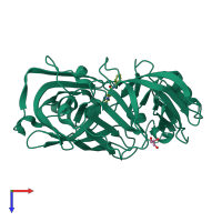PDB entry 3pm4 coloured by chain, top view.