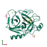 PDB entry 3pmj coloured by chain, front view.