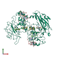 PDB entry 3pmq coloured by chain, front view.