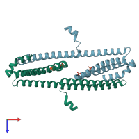 PDB entry 3pmr coloured by chain, top view.