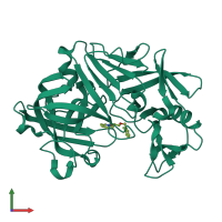 PDB entry 3pmu coloured by chain, front view.