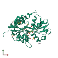 PDB entry 3pmx coloured by chain, front view.