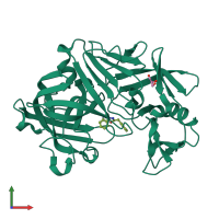 PDB entry 3pmy coloured by chain, front view.