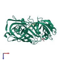 PDB entry 3pmy coloured by chain, top view.