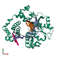PDB entry 3pnc coloured by chain, front view.