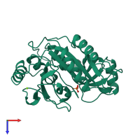 PDB entry 3pnp coloured by chain, top view.