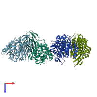 PDB entry 3pnq coloured by chain, top view.