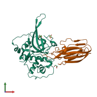 PDB entry 3pnr coloured by chain, front view.