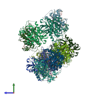 PDB entry 3pns coloured by chain, side view.