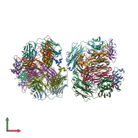 PDB entry 3pnw coloured by chain, front view.